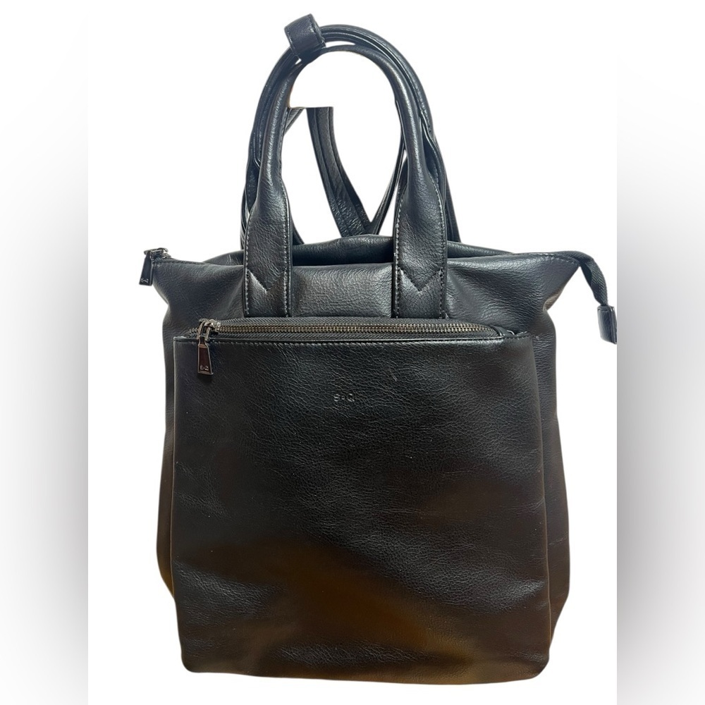 Black Vegan Leather Backpack From Europe